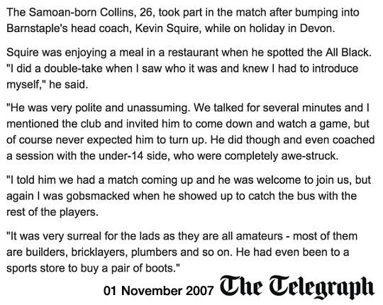Jerry Collins Barnstaple RFC 2007